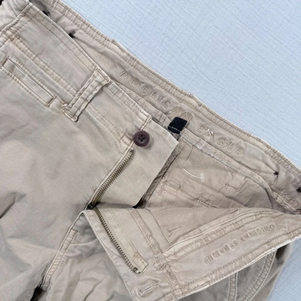 Y2K American Eagle Mens‎ Cargo Pants 29x32 (30x29) Original Straight Khaki Tan